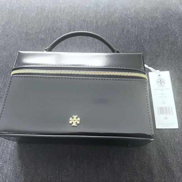 TORY BURCH• Patent Leather Black Vanity small Handbag - Picture 1 of 10